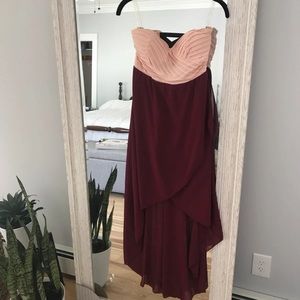High to low strapless dress